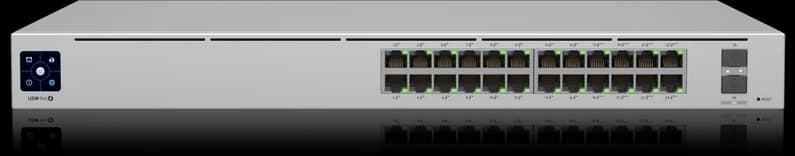 Switch gerenciável UniFi Pro 24 PoE, imagem oficial da Ubiquiti